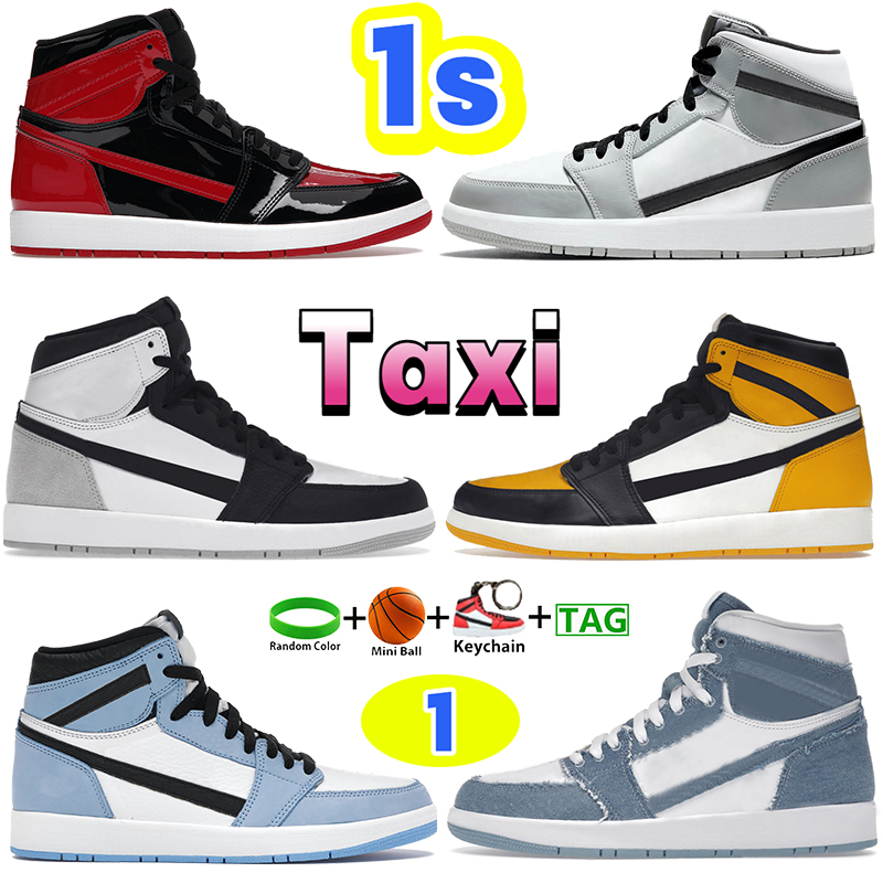 

GAI jumpman 1 basketball shoes 1s Patent bred Taxi Light Smoke Grey University Blue Chicago OG Denim men women trainers Hyper Royal Bleached Coral Sneakers, #48- shoes box