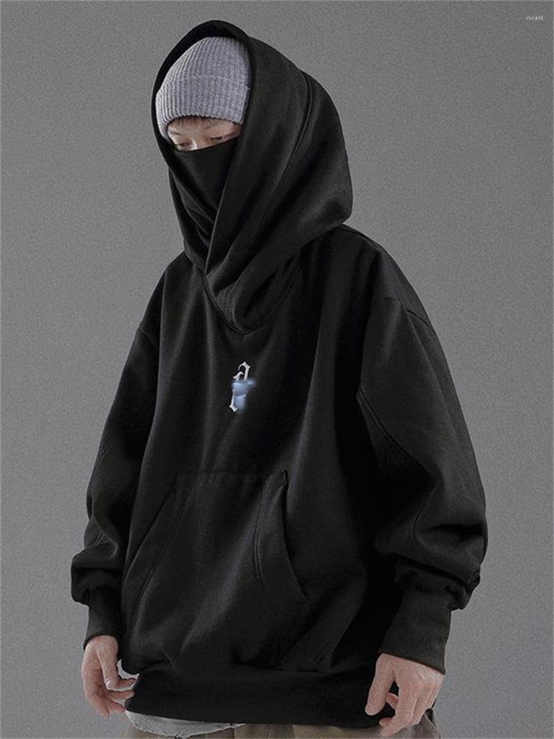 

Men's Hoodies Black Harajuku Loose Hoodie Hip Hop Sweatshirt Hood Baggy Fashion Deep Style Streetwear Techwear Long Sleeve Gray Men