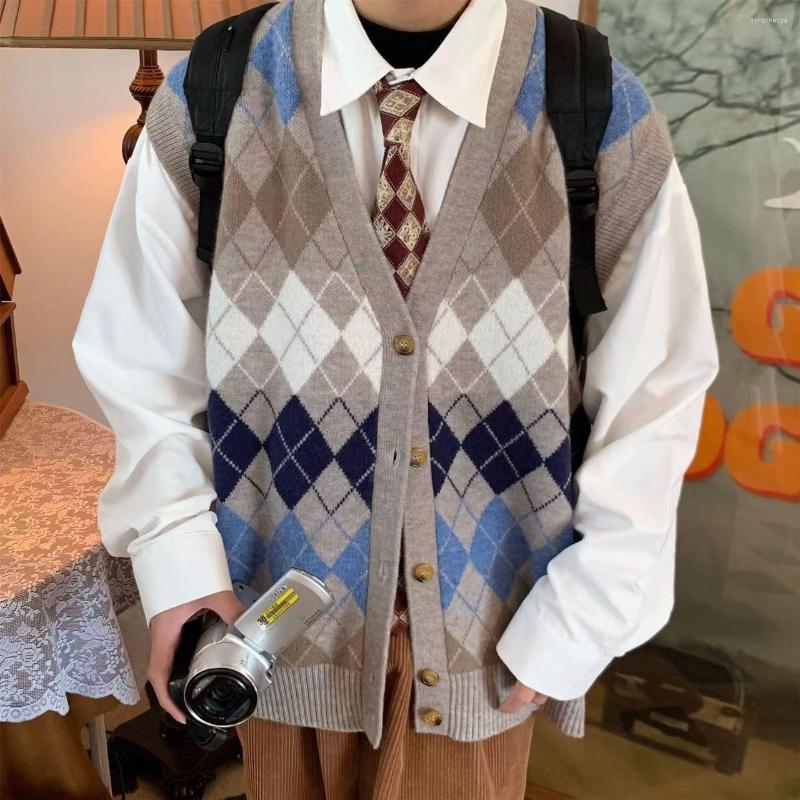 

Men's Vests 2022 Winter Men's Retro Style Cardigan Vest College Lovers Clothes Knitting Waistcoats Fashion Trend Wool Sweaters -2XL, Pink