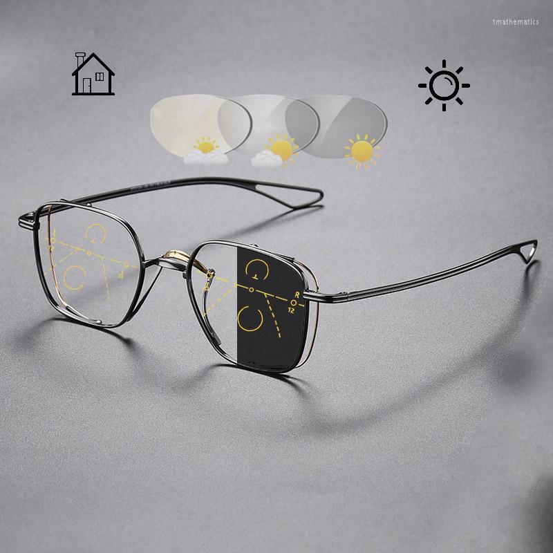 

Sunglasses Brand Designer Sun Pochromic Multifocal Reading Glasses Japanese Handmade Pure Titanium Frame Eyeglasses Optical GlassesSunglasse