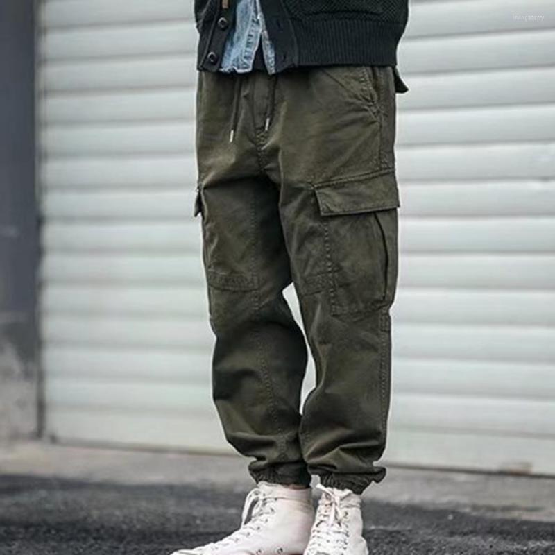 

Men's Pants Joggers Elastic Waist Bottoms Men Mid Ankle Tied Trousers, Black
