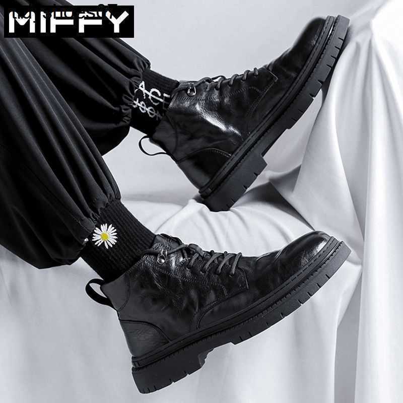 

Designed for women Martin Boots Men's Winter 2022 New Fashion Men's Workwear Leather Boots Leather Black Men's Shoes, Black 2