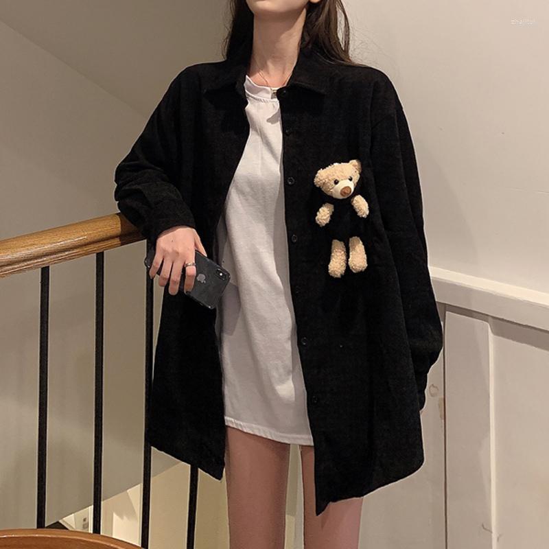 

Women's Blouses Women's & Shirts Vintage Women Shirt Fashion Corduroy Long Sleeve Loose Clothes Single Breasted Vetement Femme 2022, Brown