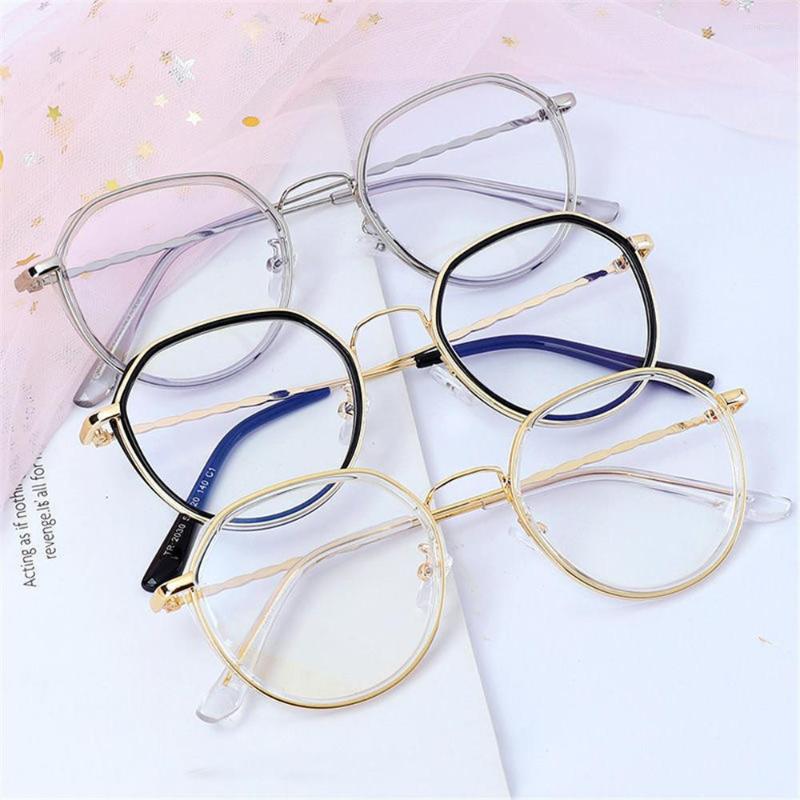 

Sunglasses Octagon Frame Eyeglasses High-definition Myopia Glasses Optical Spectacle Flat Mirror Eyewear Metal Clear