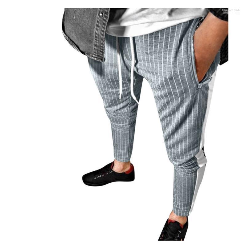 

Men's Pants Men's Autumn Slim Casual Classic Stripe Print Drawstring Elastic Waist Long Comfortable Trousers, Black
