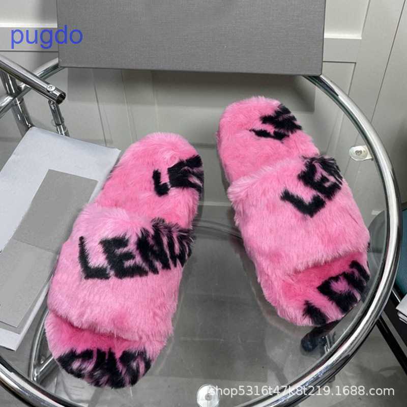 

Designer Balencigas Winter Slippers online shop Family B wool one letter slippers women's new autumn and winte SSJM, White