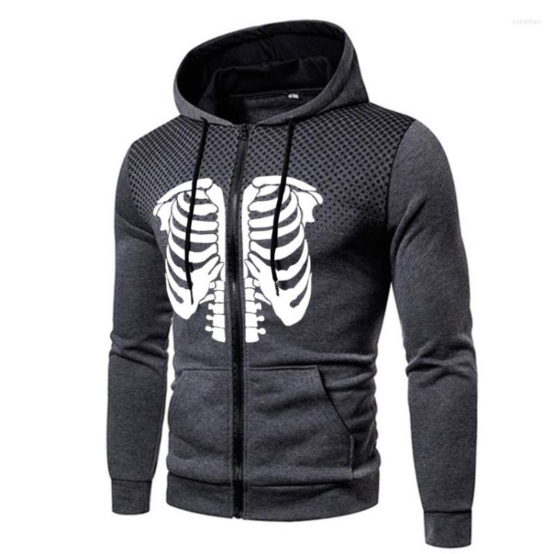 

Men' Hoodies Men Zipper Hoodie Skeleton Harajuku Long Sleeve Sweatshirt Skull Anime Women Oversized Hooded Jacket Gothic Loose Streetwear, Black