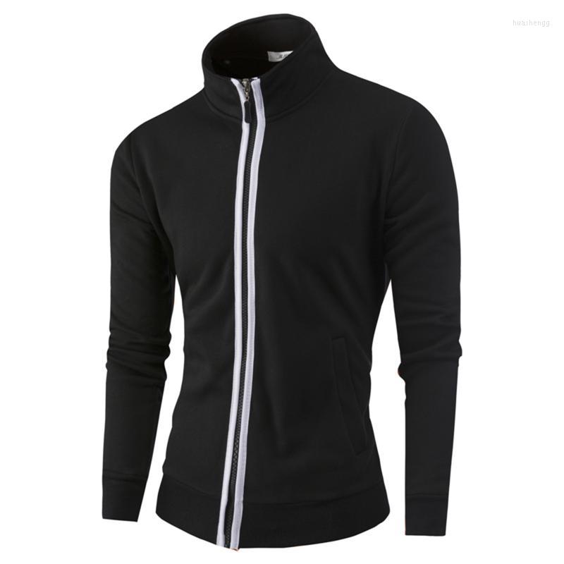 

Men's Jackets Men's 2022 Spring And Winter Solid Color Long-sleeved Stand-collar Casual Zipper Jacket Men Clothing Chaquetas Hombre, Black