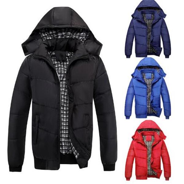 

Winter hooded cotton coat men's Parkas jackets youth hat windbreak coats cotton jacket, Black