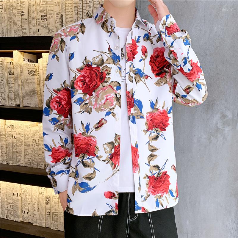 

Men's Casual Shirts 2022 Men's Men Hawaiian Printed Long Sleeved Beach Blouses Tops Camicias, Black