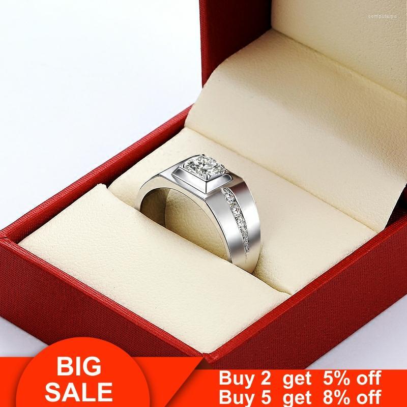 

Wedding Rings Solitaire Male Promise Ring Silver Color Cz Stone Engagement Band For Men Statement Party Jewelry