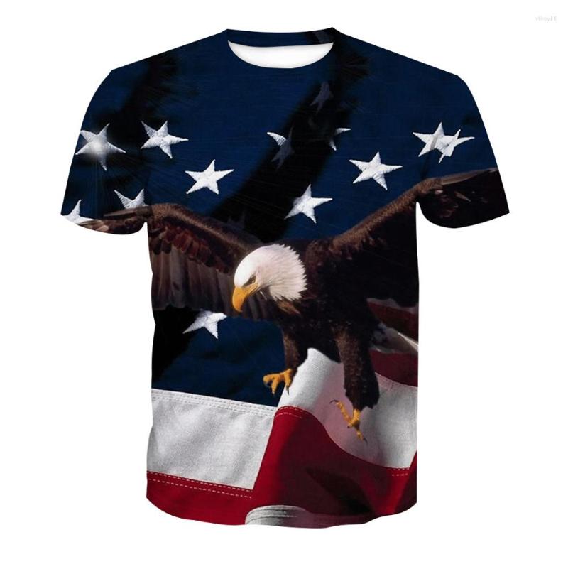 

Men' T Shirts American Flag Eagle Pull Over O-neck  To 3xL European Size Casual Funny 6 Patterns, Blue