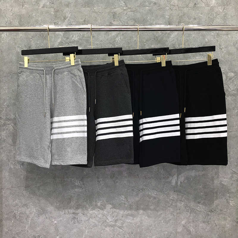 

Tb Thom Summer Male Shorts Fashion Brand Classic Cotton Tonal 4-bar Slim Casual Sports Trousers Jogger Track Shortpants, Light gray