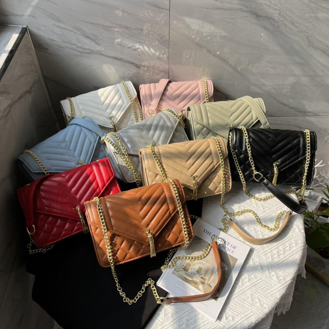 

Designer Bag Tote Handbag Brand Imitation Luxury Classic Stripe Metal Tassel Purse Solid Buckle Messenger Bag, Color3