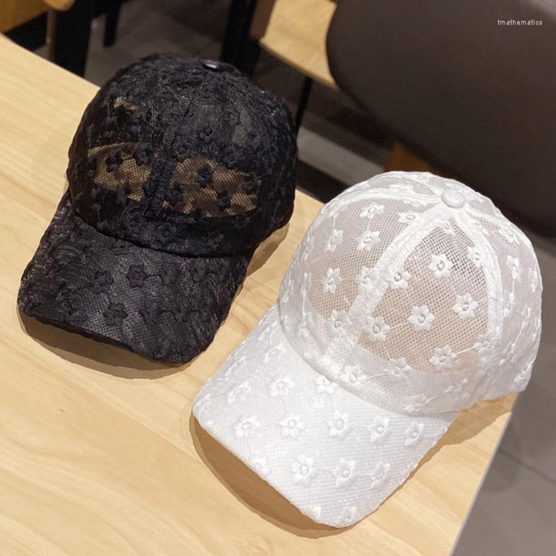 

Visors Summer Lace Flowers Hat Breathable Baseball Cap For Women Mesh Girls Snapback Hip Hop Fashion Female CapsVisors, White