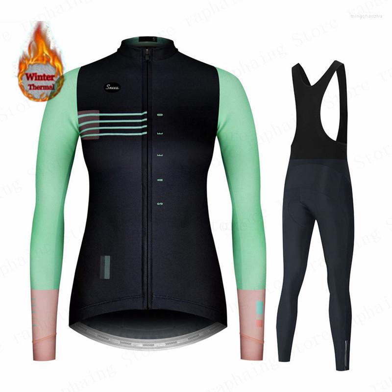 

Racing Sets Spain 2022 Winter Cycling Clothing Women Long Sleeve Jersey Set MTB Thermal Fleece Ropa Ciclismo Mujer Bicycle Suit, Jersey 17