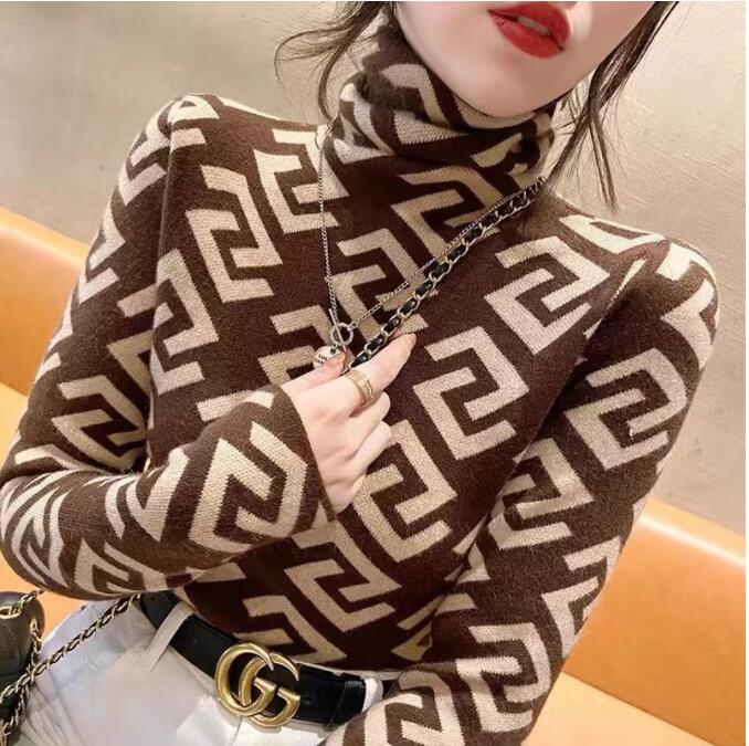 

Women' Sweaters for Luxury Turtleneck Thickened supre Vintage Letter Dress Apple Basic shirt Lady Tee Top, 04
