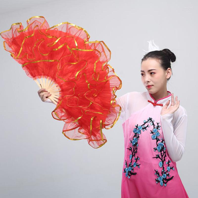 

Stage Wear Adult Belly Dance Fan Chinese Style Christian Five Layers Of Yarn Hand Folding Wedding Home Decoration Art Crafts, Red