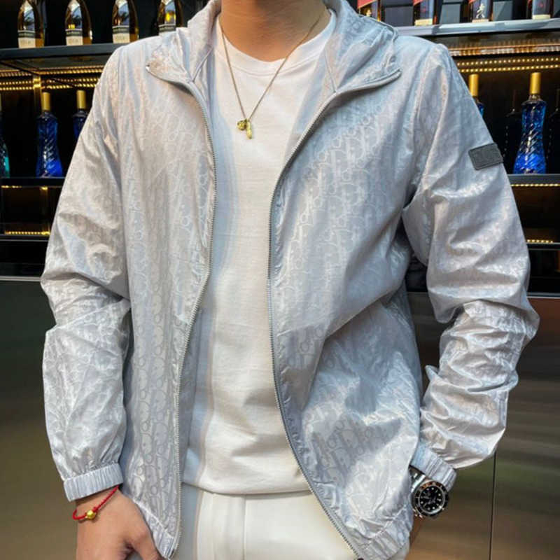 

22ss mens jacket designer hoodie jacquard nylon waterproof outdoor hooded jackets man zipper cardigan coat sportswear, Black