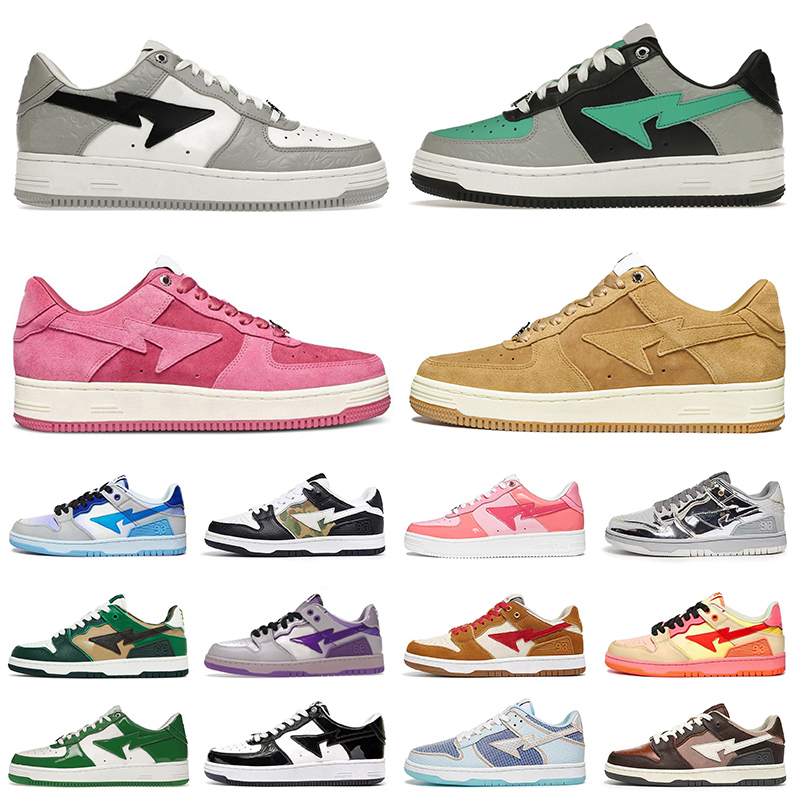 

Women Men Designer Bapestas Baped Platform Sneakers Shoes Orange White Silver Wheat Red Brown Ivory Camo Black Sk8 Stas Bapesta Low Flat Sakte Casual Trainers, B29