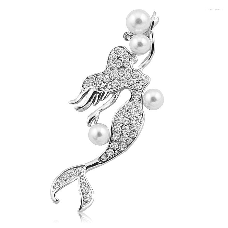 

Brooches Beauty Pearl Mermaid Luxury Jewelry Female Crystal Rhinestone Coat Pin Simple Fashion Scarf Buckle Women Accessories