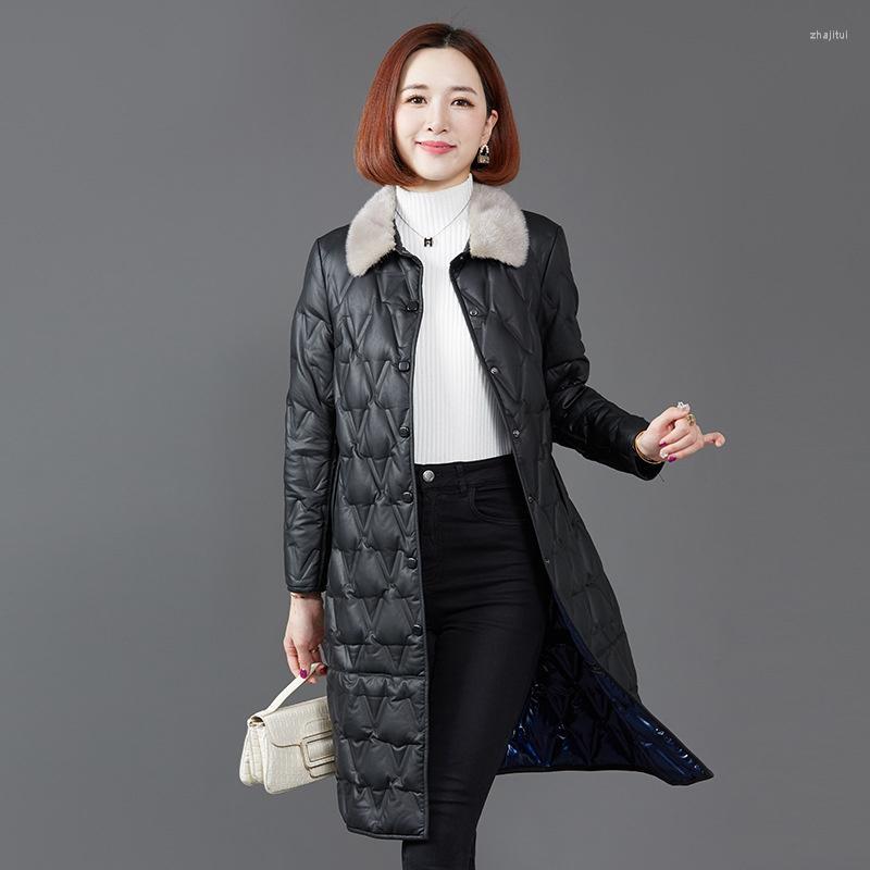 

Women's Down Women's & Parkas Jacket Long Leather Winter Large 2022, Black