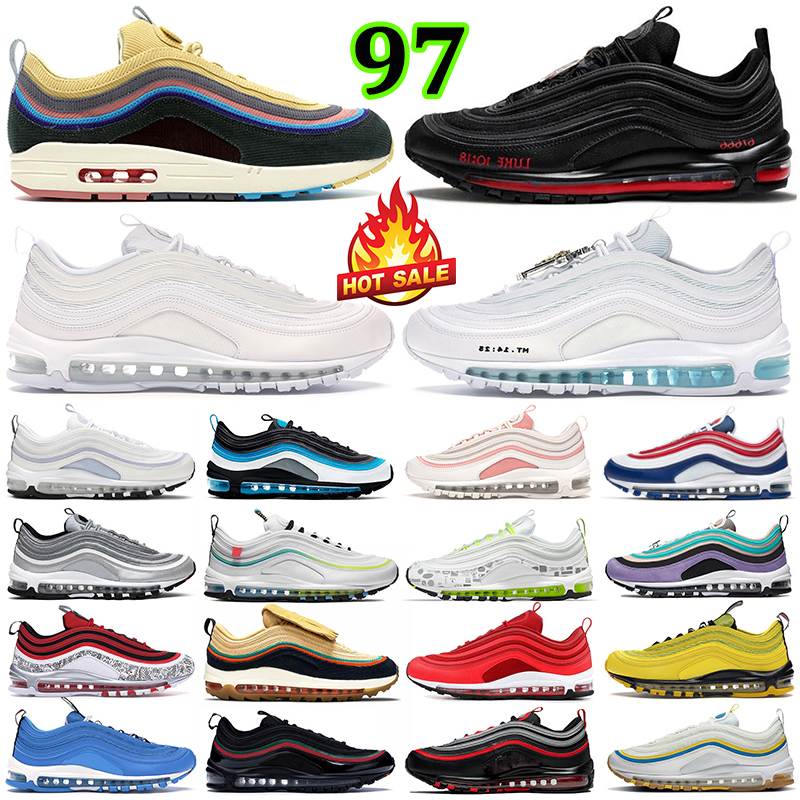 

OG 97 97s running shoes men sneakers Sean Wotherspoon Mschf Lil Nas x Satan Jesus Triple White Black Pine Green Reflective Bred outdoor sports trainers, Item#37