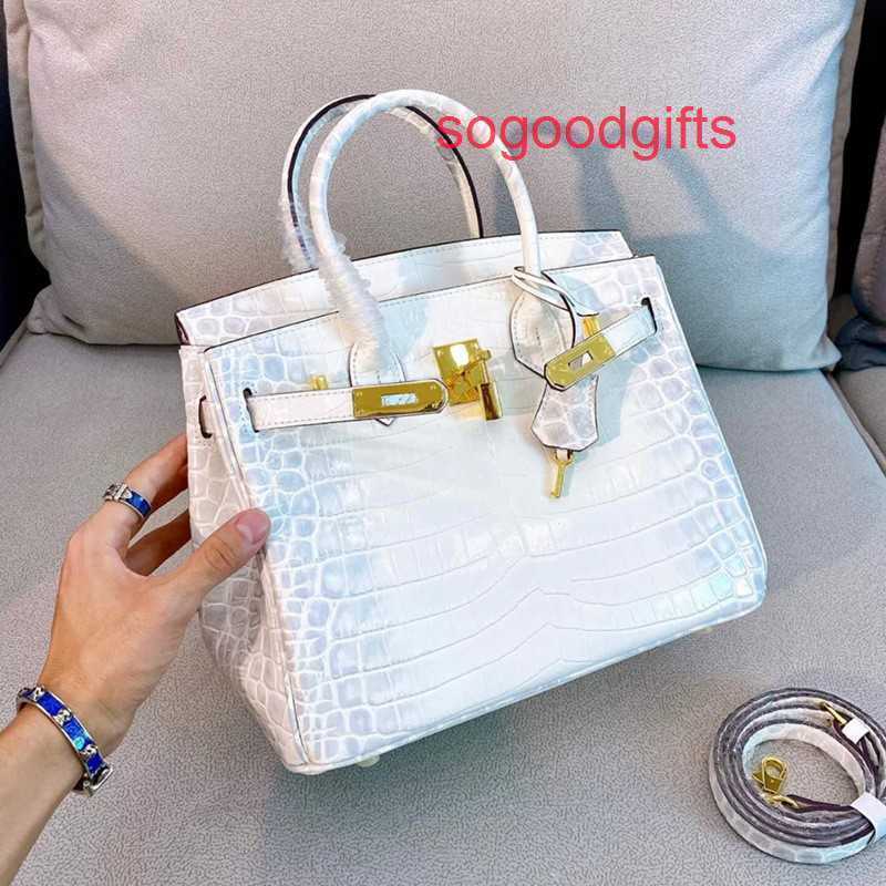 

Designer Bags Herme Luxury Genuine Leather Women's Single Shoulder Handbags Crocodile bag leather women's 2022 new fashi, Black - 25cm