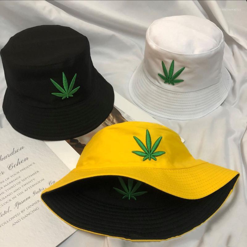 

Berets Embroidered Double-side Bucket Hat Spring Summer Outdoor Sun For Men And Women Double-faced HatBerets BeretsBerets, White