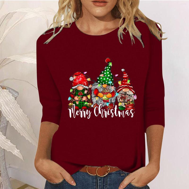 

Women's T Shirts Womens Short Sleeve Loose Casual Tee Christmas Fashion Dwarf Elder Printing Crew Long Spandex Shirt Women, Black