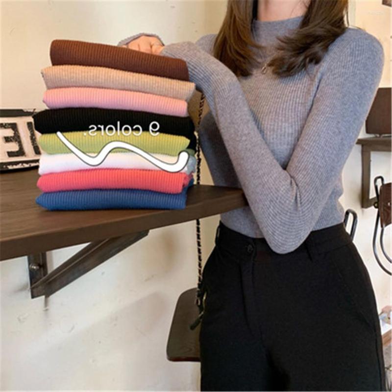 

Women's Sweaters 2022 Solid Color Turtleneck Women Autumn Winter Knitted Basic Primer Pullovers Korean Fashion Sweater Slim-fit Pullover, Rose