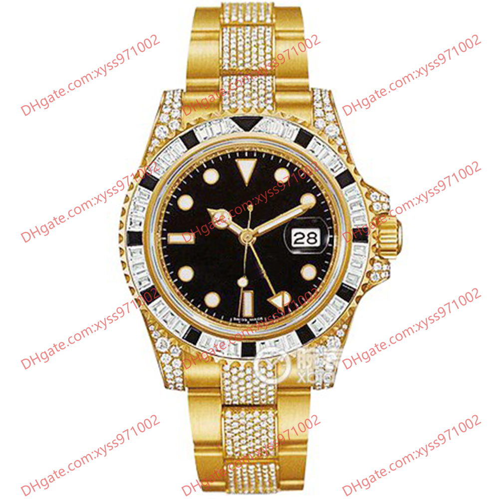 

Highquality factory men's watch 2813 automatic machine 40mm black dial GMT 116758 diamond bezel sapphire glass stainless steel strap luxury business watch designer