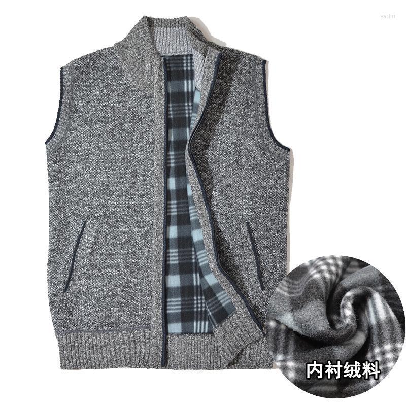 

Men's Vests Men's Winter Sweater Cardigan Fleece Heavy Sleeveless Vest Solid Color Warm Wool Spring And Autumn, 8816black