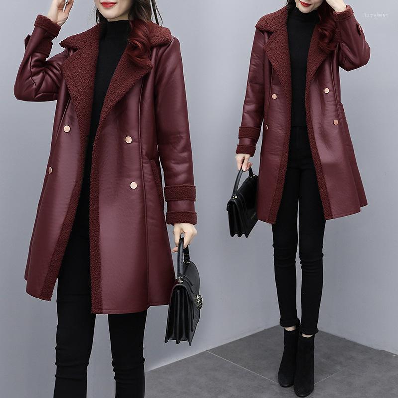 

Women's Leather ZXRYXGS Large Size Women's Clothing 2022 Winter High-quality Soft Pu Coat Fashion Elegance Mid-length, Black