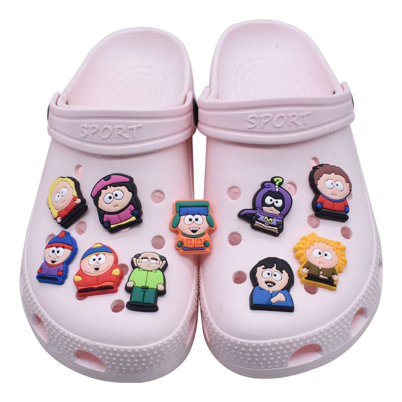 

Anime charms wholesale southpark characters cartoon charms shoe accessories pvc decoration buckle soft rubber clog charms fast ship, Equally mixed colors