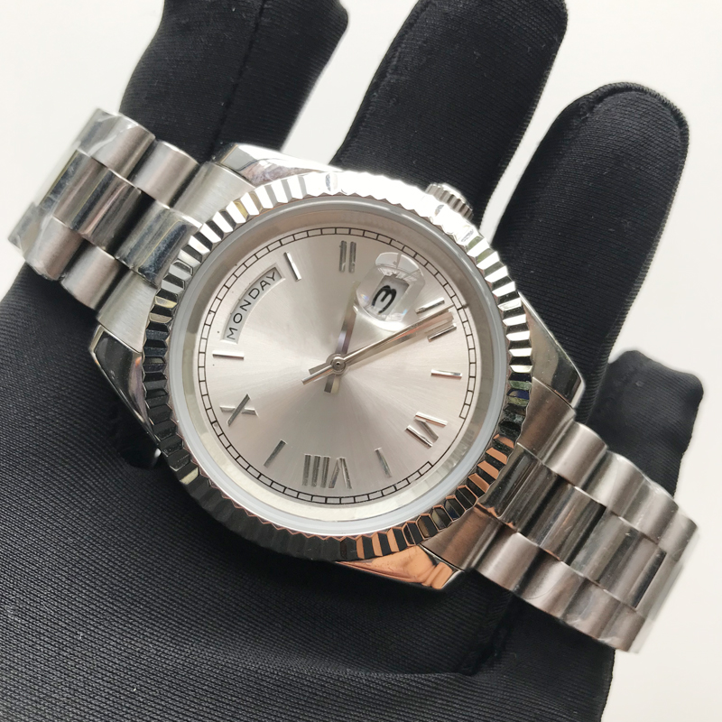 

Luxury watches aaa watch silver case 41mm day automatic mechanical date men watches sapphire glass quality stainless steel wristwatches luminous