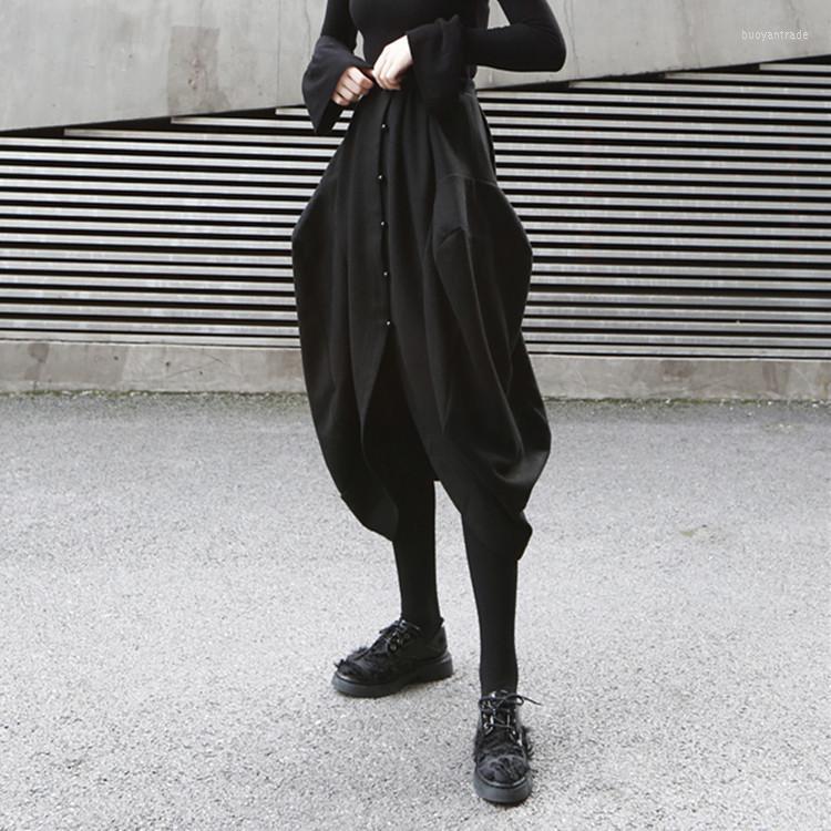 

Skirts Women Skirt Gothic 2022 Fashion Personality Streetwear Asymmetrical Bud Mid-calf Long Black