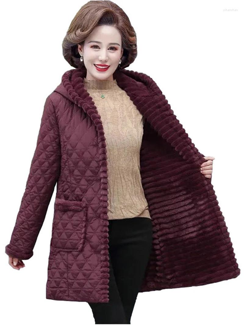 

Women's Trench Coats 2022 Winter Jacket Women Plus Velvet Padded Coat Middle-aged Thick Warm Long Outwear Jackets Female Overcoat T175, Black