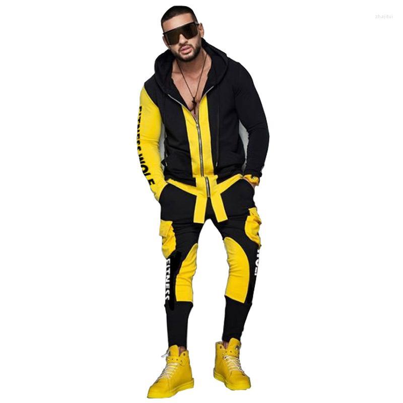 

Men's Tracksuits Men's Mens Tracksuit Set Sweatshirt Male Hoody Pant Two Piece Men Patchwork Print Fitness Sports Suit Sportswear, White set