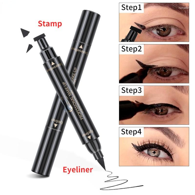 

Eyeliner Double Head Black Eye Liner Pencil 2 In1 Winged Stamp Liquid Eyes Makeup Waterproof Fast Dry Lasting, 01 small