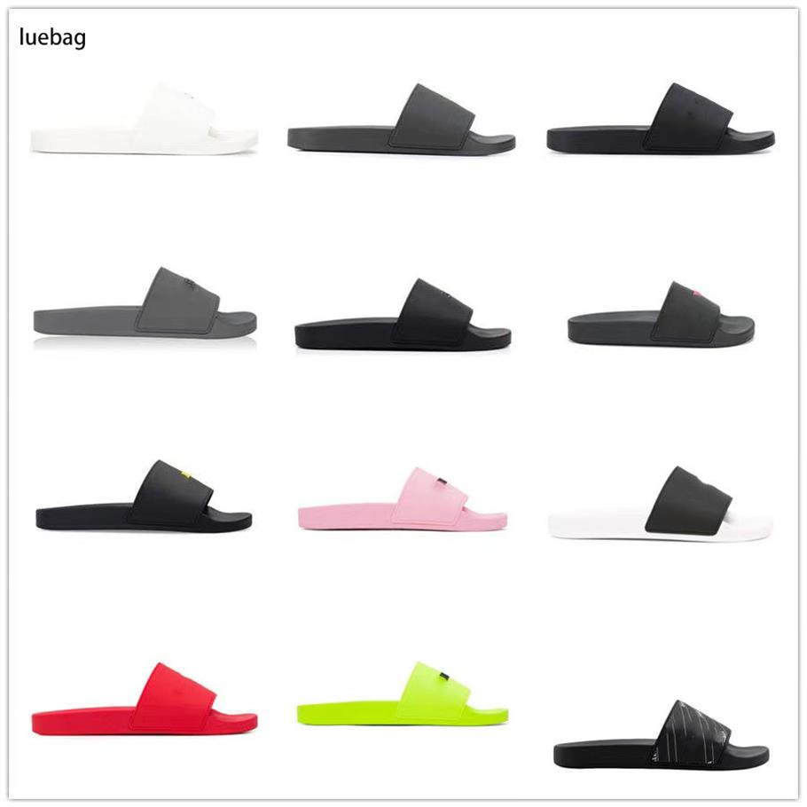 

men women slippers Triple White black Fluo Green Beige Blue Pink grey yellow mens Sliders Casual Summer Beach Outdoor Sandales Des2363