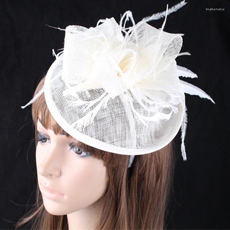 

Berets Gril Millinery Fascinators With Feather Flower For Party Hats Wedding Women Cocktail 17 Colors SelectedBerets BeretsBerets, White