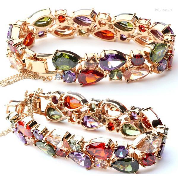 

Link Bracelets Fashion Solid 925S Rose Water Drop Cubic Zirconia CZ