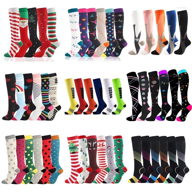 

Men's Socks Men Women Compression Fit For Sports Anti Fatigue Pain Relief Knee Prevent Varicose Veins Tube, 1 pairs oysz03-white