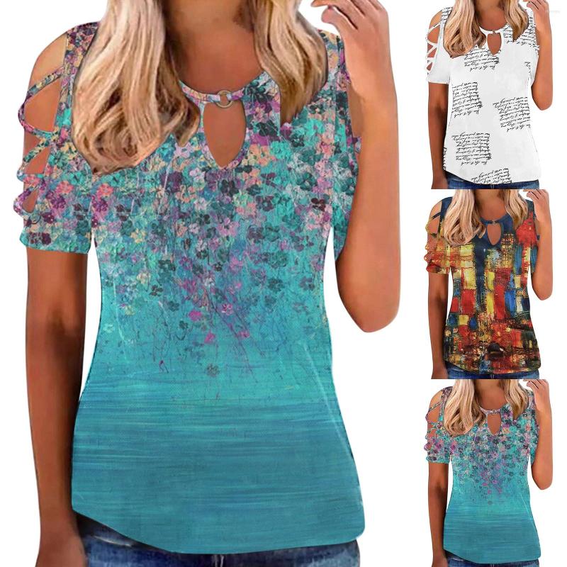 

Women's T Shirts Snow Long Sleeve Women Hollow Out Short Tops Crewneck Cold Shoulder Tshirts Casual Sexy Summer Apparel, White