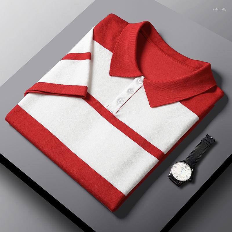 

Men's Polos Summer 2022 Men Classic Patchwork Casual Short Sleeve Polo-Shirt Male Business Slim Soft Cool Clothing Knitted T-shirts L143, Black