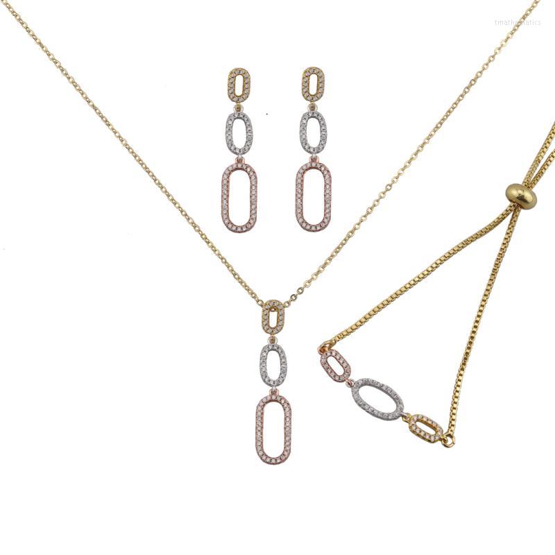 

Necklace Earrings Set & Fashion Jewelry Romantic Hollow Circle Zircon Micro-inlaid With Suitable For Daily Wedding Gifts S1456Earrings, Picture shown