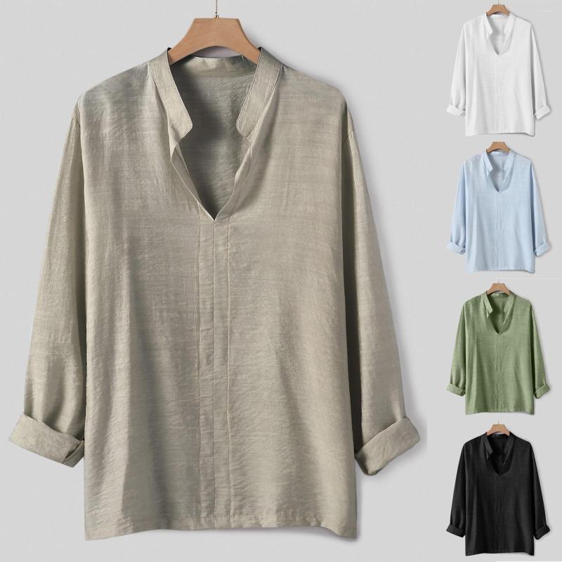 

Men' Casual Shirts Long Men Autumn Winter Single Breasted Lapel Beach Sleeve Vacation Outdoor Holiday Shirt Tight Sweaters, Black