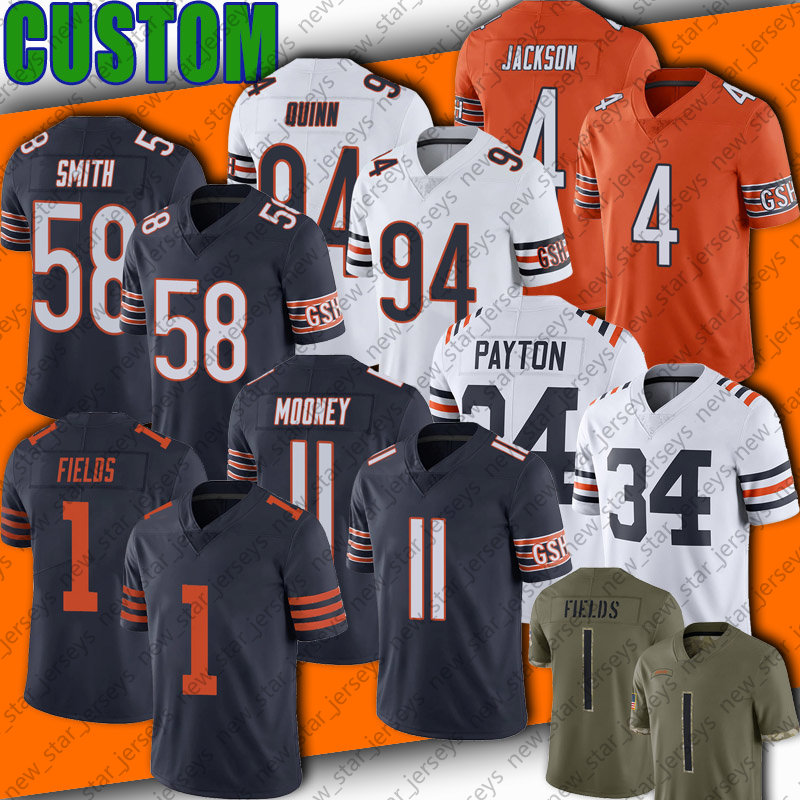 

1 Justin Fields Football Jersey Darnell Mooney David Montgomery Khalil Herbert Jaquan Brisker Jerseys Chicago Bears Robert Quinn Khyiris Tonga Jaylon Johnson, Man custom jersey (xd)