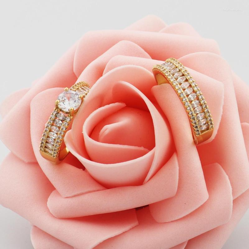 

Cluster Rings Fashion Luxury Engagement Wedding Double Ring Female Bride Water Drop Zircon Dubai Accessories JewelryCluster